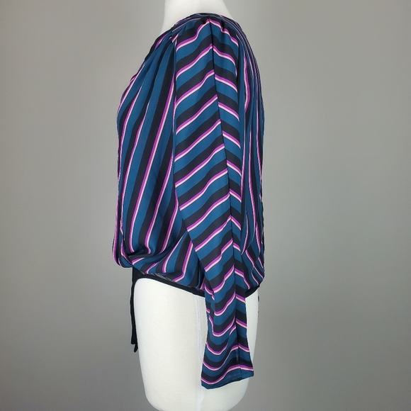 Astr The Label Stripe Wrap Bodysuit Top - Picture 2 of 8